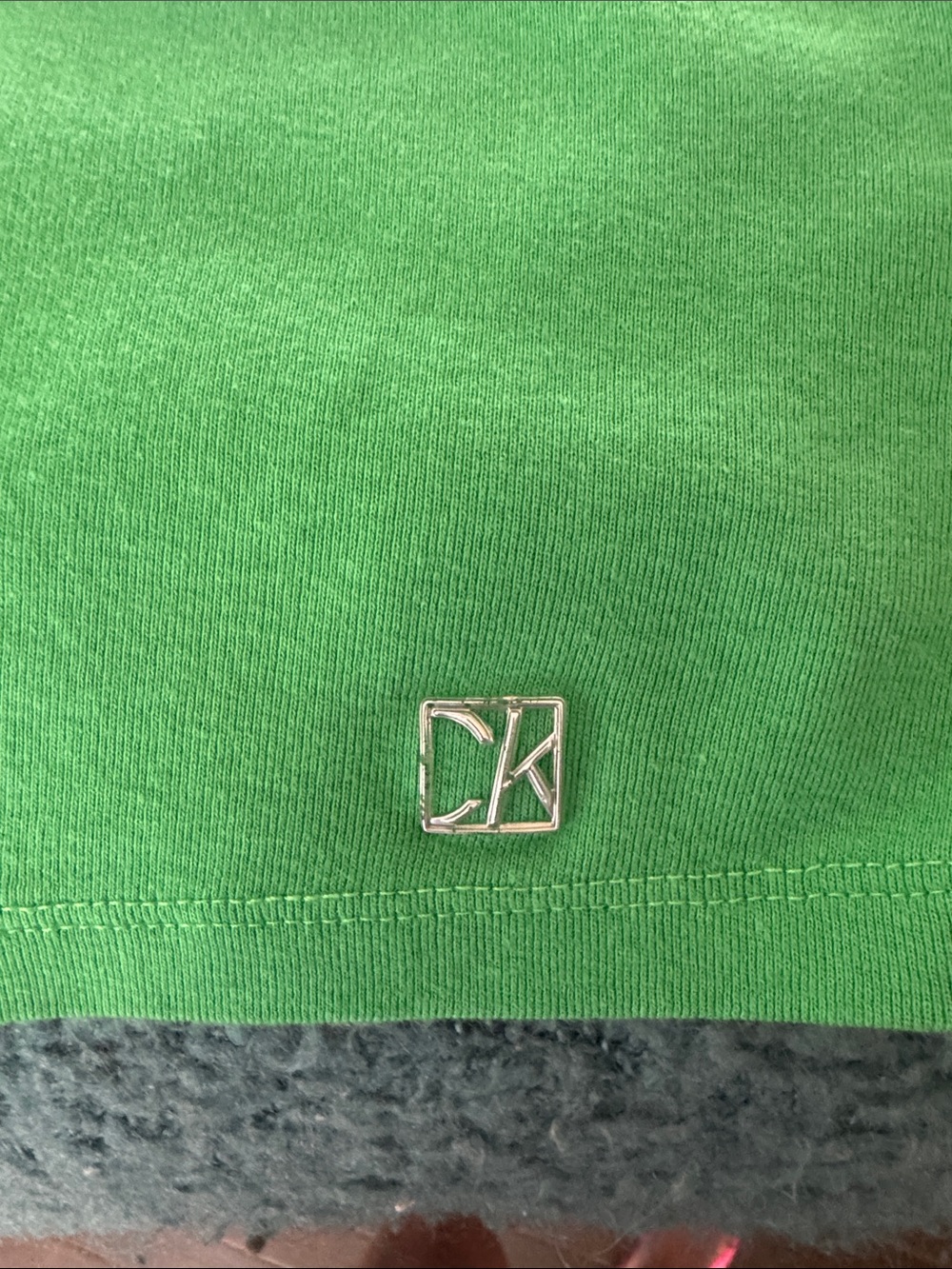 Calvin Klein Bright Green Twist-Front V-Neck Short Sleeve Top - Picture 6 of 6